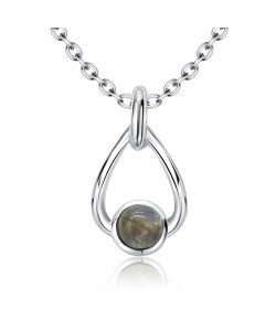 Chic Grey Quartz Natural Stone Silver Necklace SPE-5151